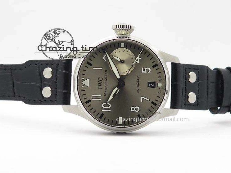 MIROTIME 0318 TimelessDesign Big Pilot Real PR IW500906 ZF 1:1 Best Edition Silver Dial On Black Leather Strap A 7285